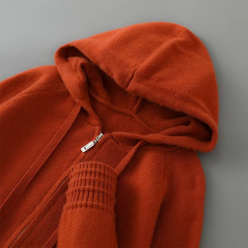 Men's merino wool hooded cardigan sweater jacket lightweight breathable refined casual style S-XXXL