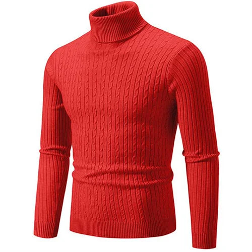 Classic ribbed turtleneck sweater tailored fit soft breathable knit versatile for work or evenings