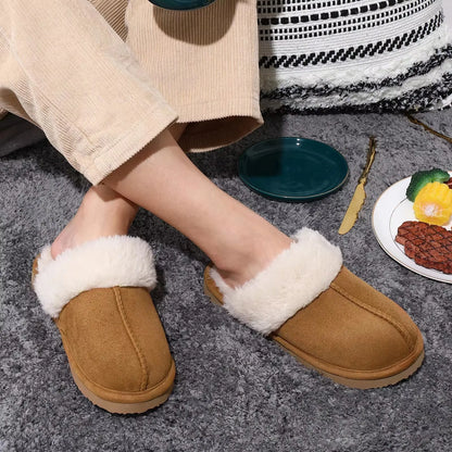 Women's plush fur indoor slippers with fluffy exterior and ultra-soft cozy lining for winter warmth