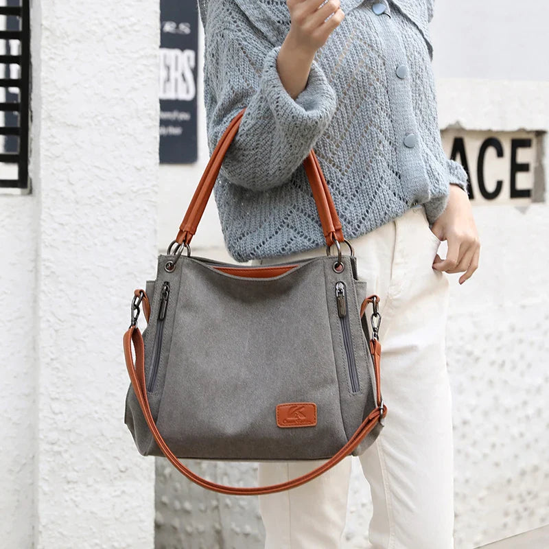 TrendAura Veyora women's canvas tote bag minimalist style spacious interior zipper closure