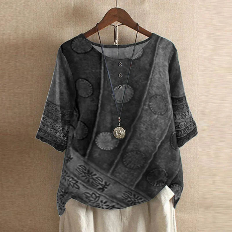 Vintage floral blouse relaxed fit retro-inspired design with classic botanical print pattern