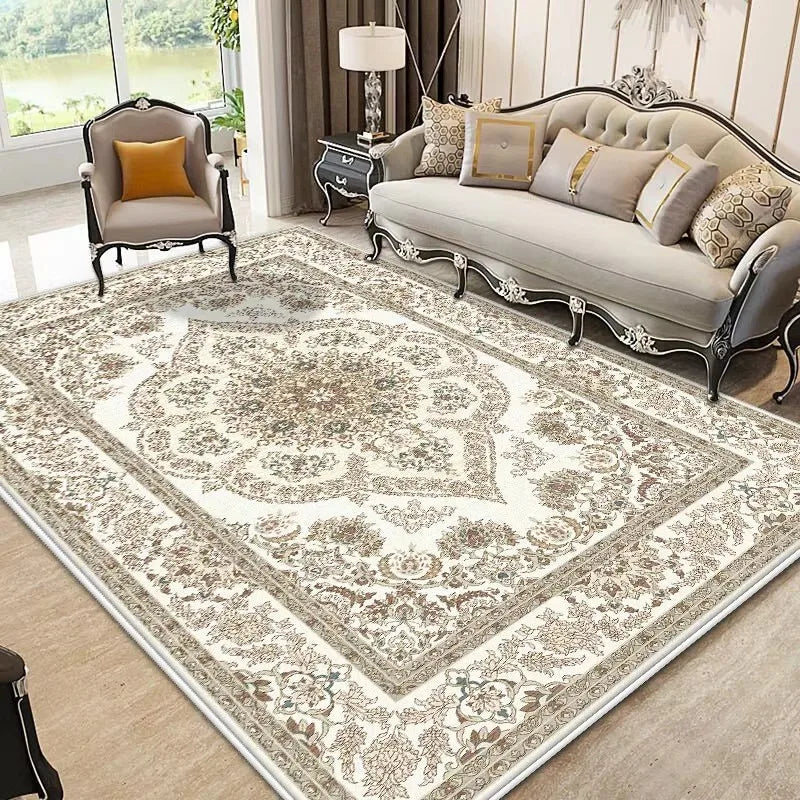 European Style Luxury Carpet Living Room Flower Pattern Decoration Bedroom Large Rugs Sofa Area Non-slip Easy Clean Floor Mat