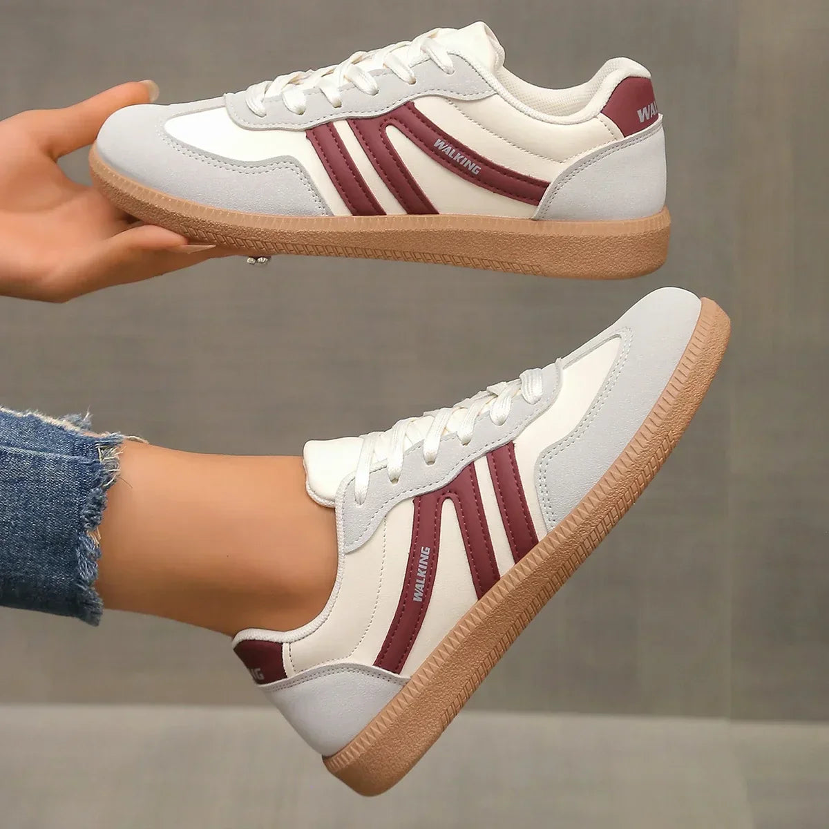 Women's leopard print stretch fit sneakers with lace-up closure, lightweight flexible sole for casual streetwear