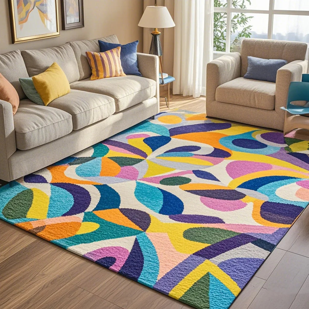 Carpet living room velvet sofa coffee table bedroom dopamine color live stream dirt-resistant floor mat can be hand washed