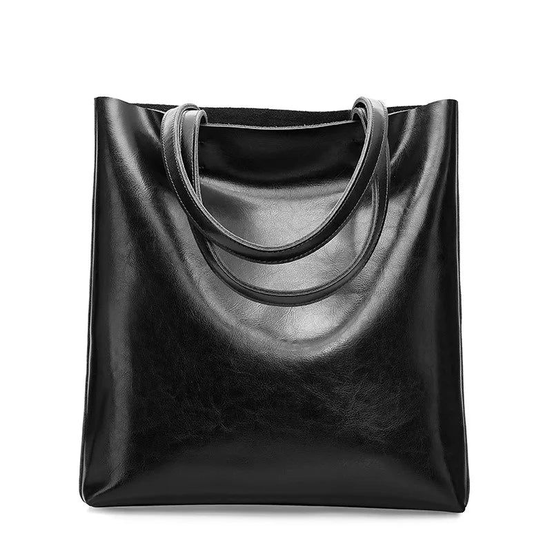 Wavlynn Holly black leather structured tote bag with polished silhouette for work and travel