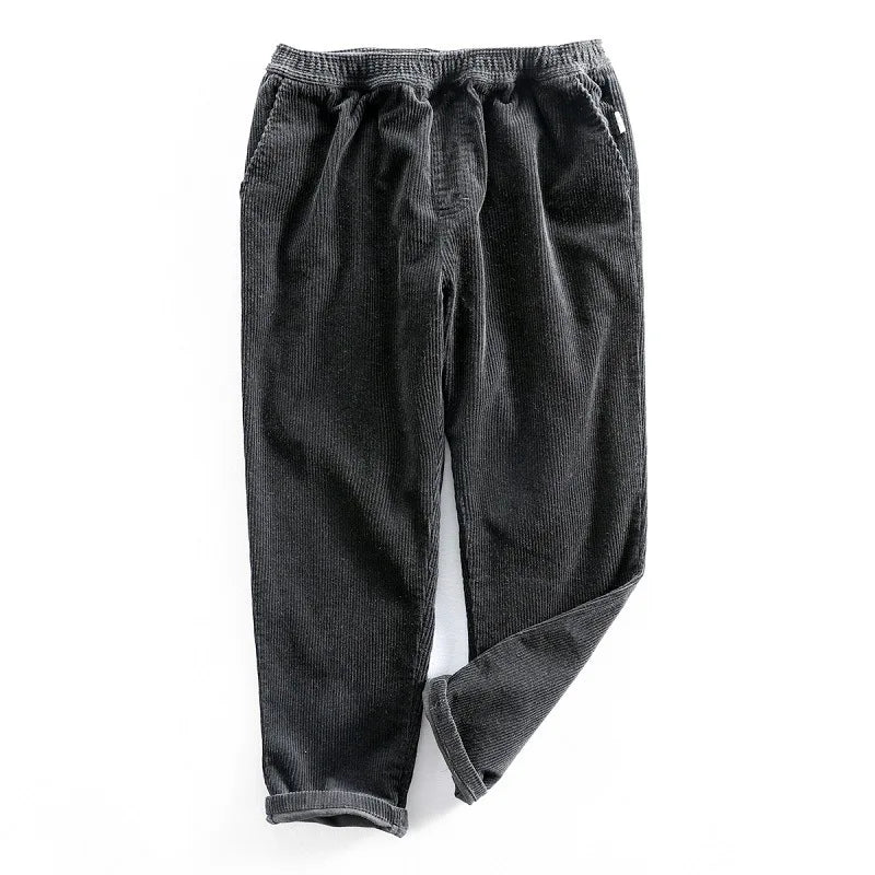 Oslo cotton corduroy pants vintage style with elastic stretch waistband, lightweight soft breathable fit
