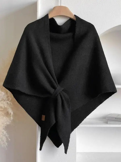 Soft solid-color plush knit winter shawl wrap with cozy texture for effortless everyday chic