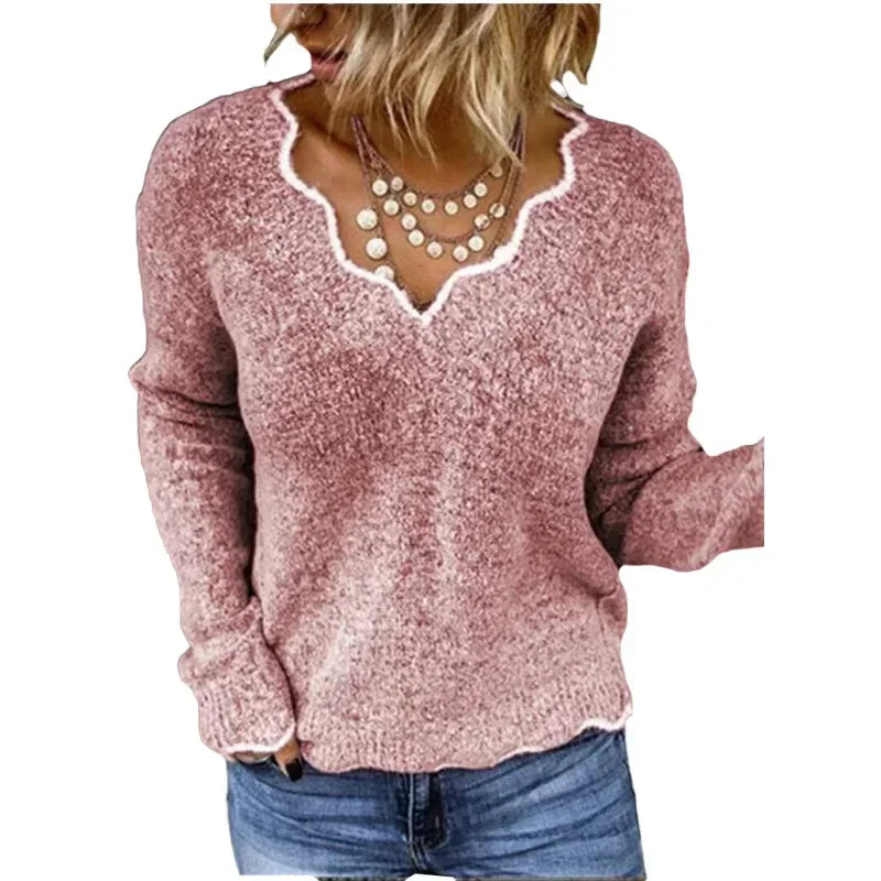 Nora™ elegant women's sweater in soft neutral tones, clean graceful silhouette with lightweight premium fabric