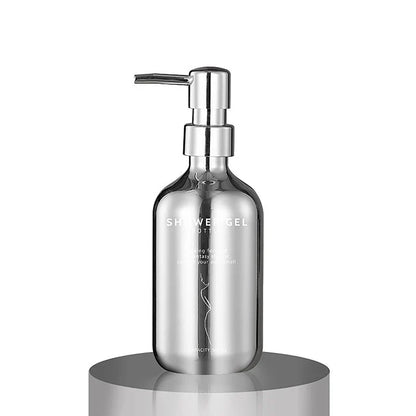 Lumora 500ml bath shower gel set polished electroplating PP bottle with steady press dispenser