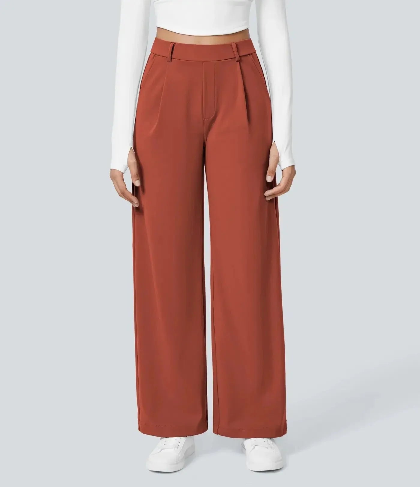 Donna wide-leg high-waist trousers with fluid drape, sculpting silhouette for polished versatile style