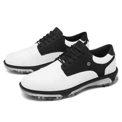Xavier Elite golf shoes by Wavlynn waterproof white leather with advanced traction sole