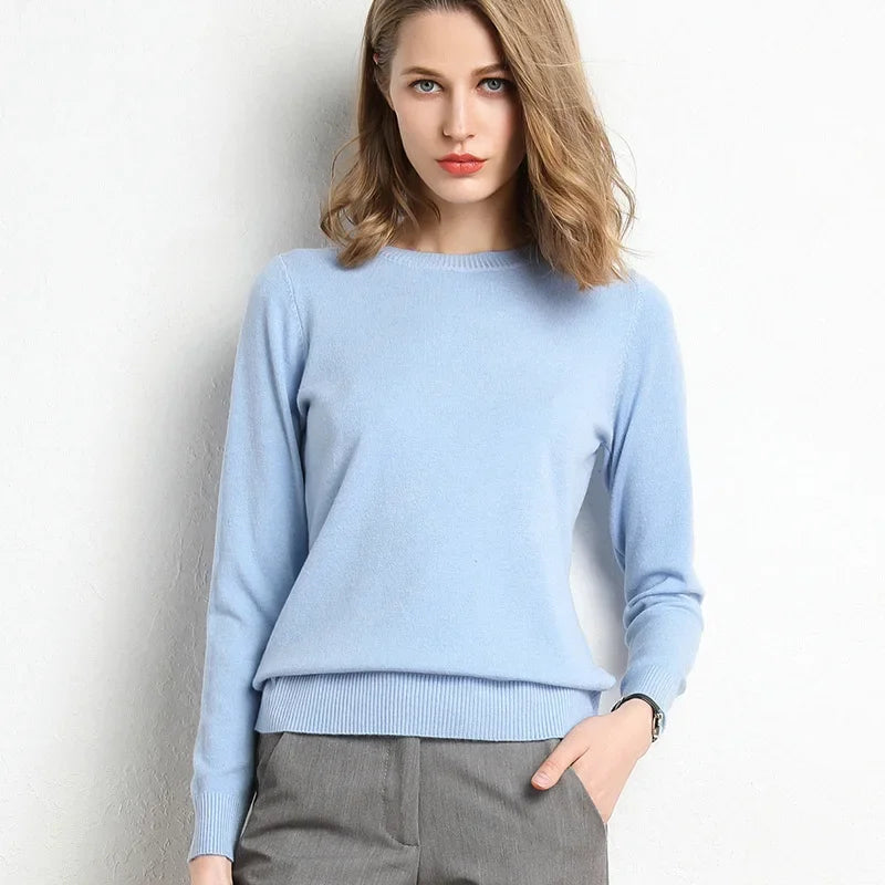 Mileena Dream slim-fit wool blend sweater in ribbed knit with O-neckline