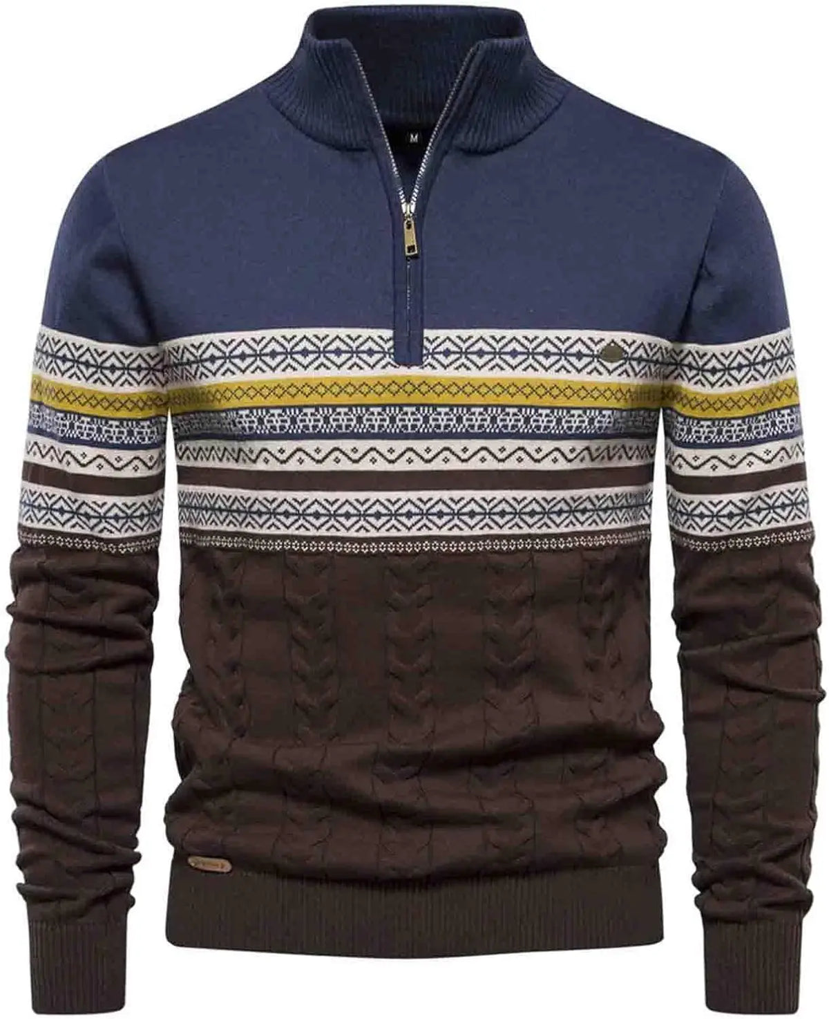 Wavlynn Oliver quarter zip knit sweater stand-up collar classic pullover for autumn winter layering