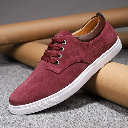 Men's brown suede casual dress shoes with plush sheepskin insole for all-day comfort