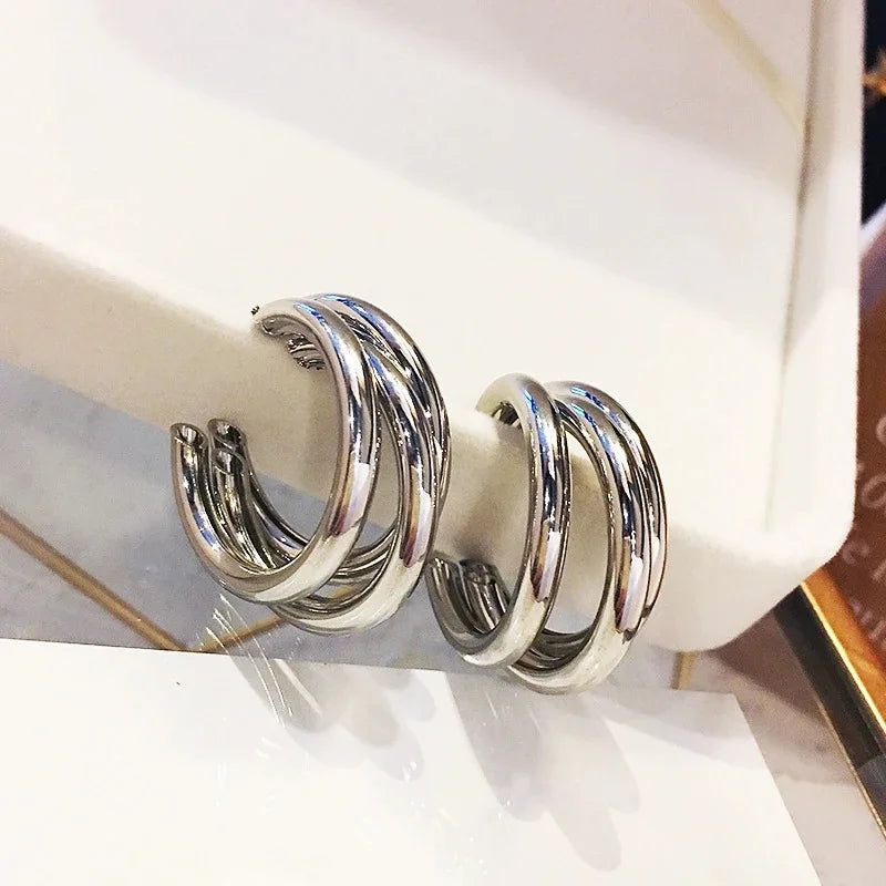 Chunky gold hoop earrings highly polished non-tarnish bold statement Super Hooper style