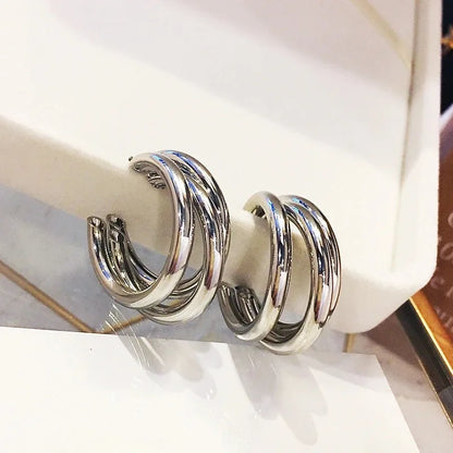 Chunky gold hoop earrings highly polished non-tarnish bold statement Super Hooper style