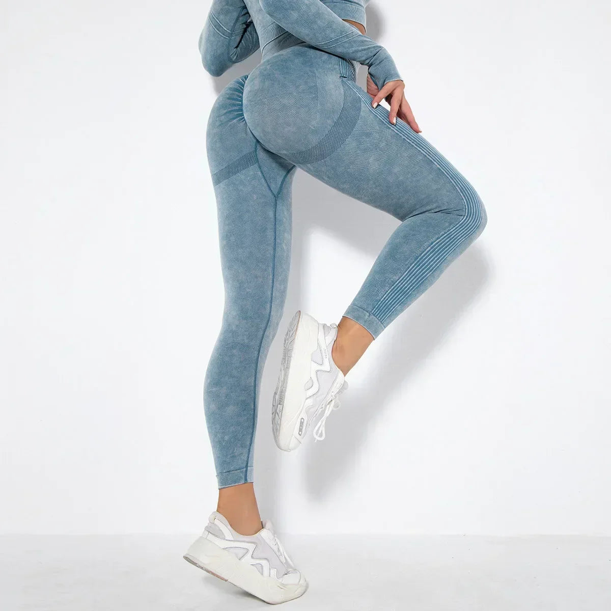 Black high-rise seamless sculpt leggings with supportive fabric and body-contouring fit