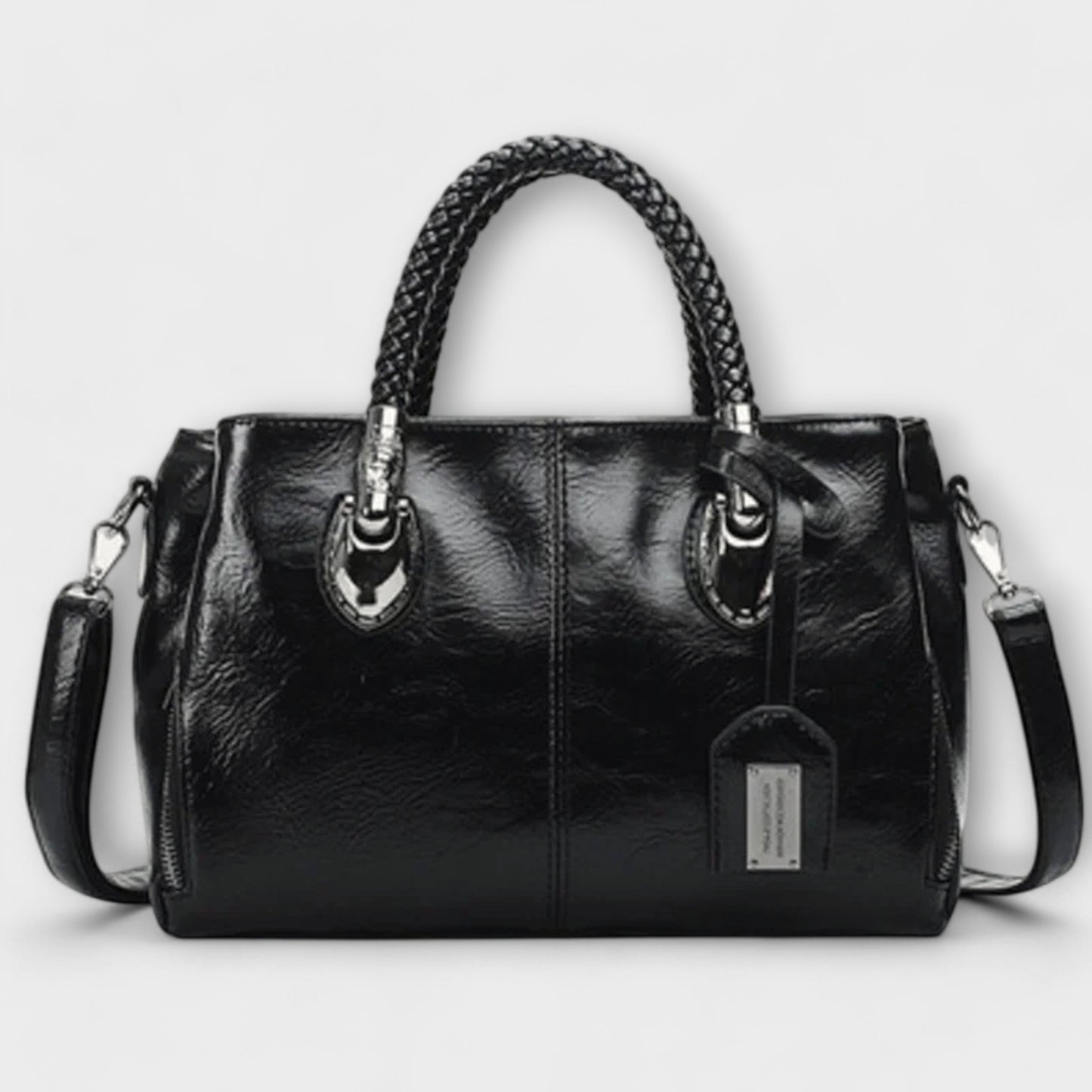Thyra luxury handbag with braided handles, spacious elegant design for work and travel