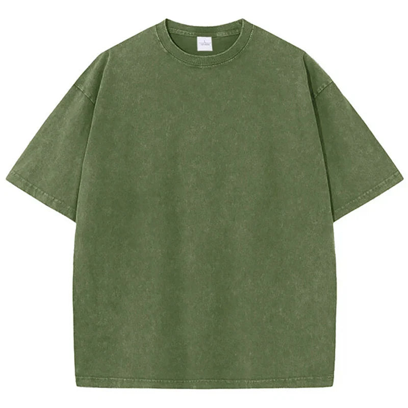 Bravon vintage-washed heavyweight cotton oversized boxy tee in faded retro colorway