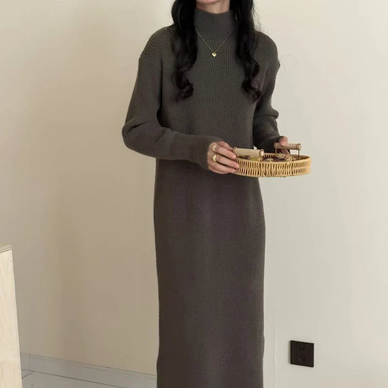 Mila cozy knit sweater dress loose relaxed silhouette soft acrylic fall winter everyday style