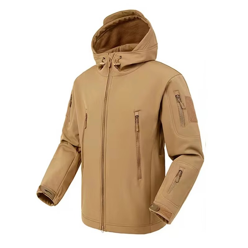 Men's navy softshell waterproof fleece jacket with thermal insulation for hiking and winter outdoor adventures
