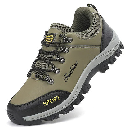 Men's low-top hiking shoes breathable mesh upper reinforced toe rugged traction outdoor trail