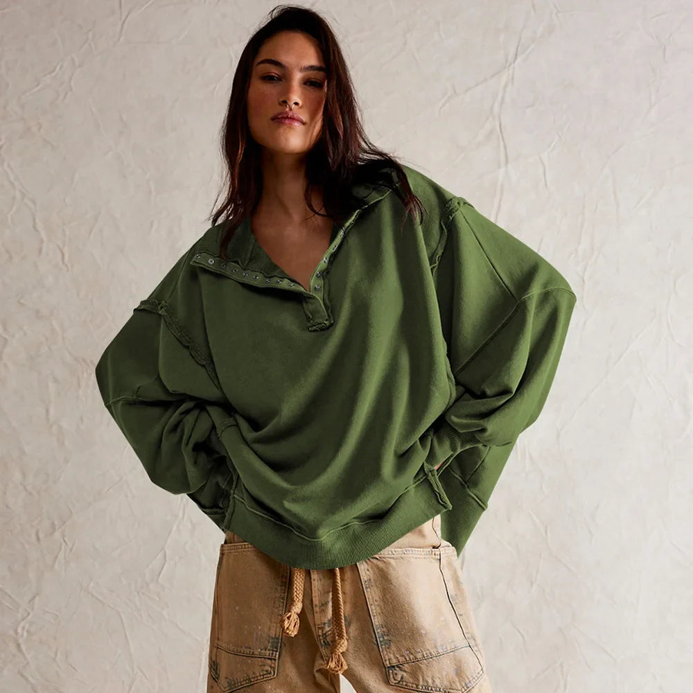 Corti oversized cream sweatshirt soft cotton blend with voluminous sleeves for relaxed refined style