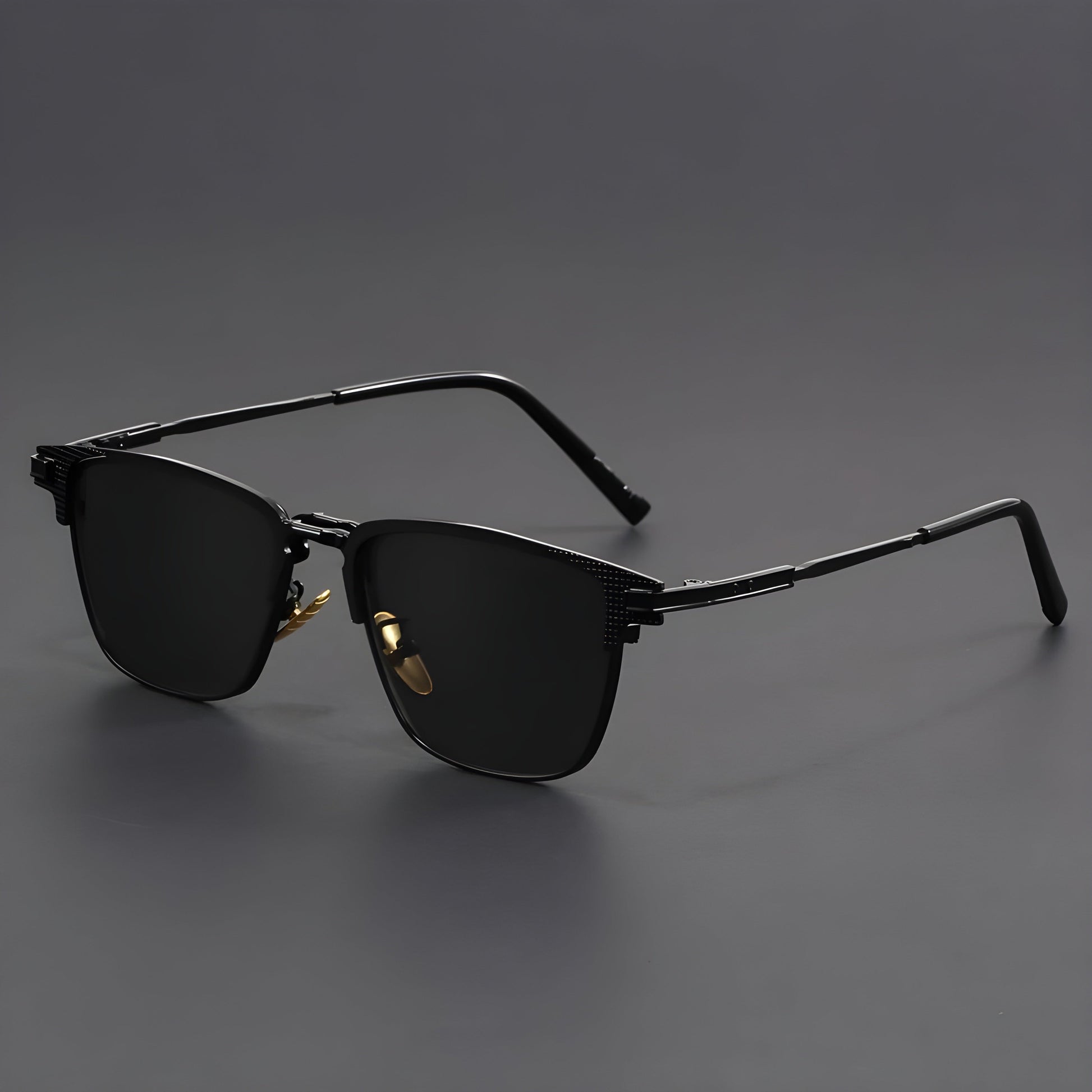 Montes gold titanium half-frame sunglasses with polarized photochromic lenses and single bridge