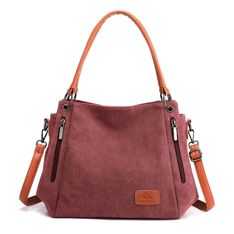 TrendAura Veyora Luxe canvas tote bag minimalist style spacious interior with secure zipper closure