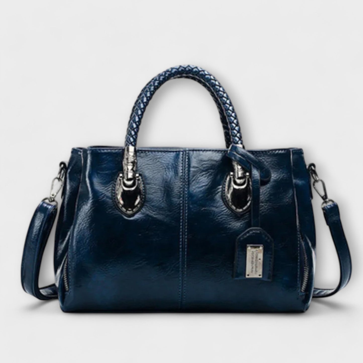 Thyra luxury handbag with braided handles, spacious elegant design for work and travel