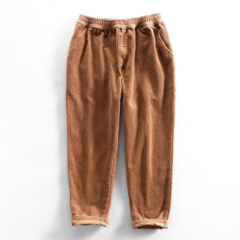 Oslo cotton corduroy pants vintage style with stretch waistband, soft breathable lightweight fit