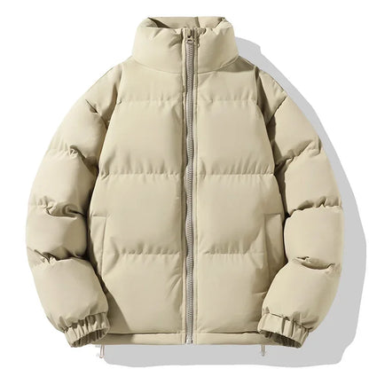 Men's lightweight padded winter jacket stand collar wind-resistant coat relaxed urban silhouette