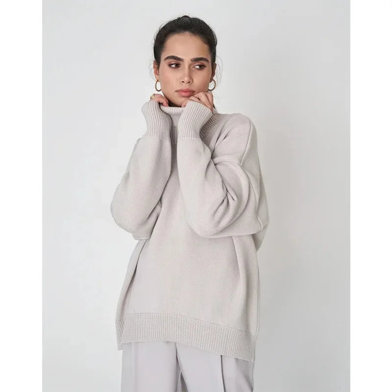 Arya oversized turtleneck sweater soft knit blend with ribbed details for cozy fall winter style