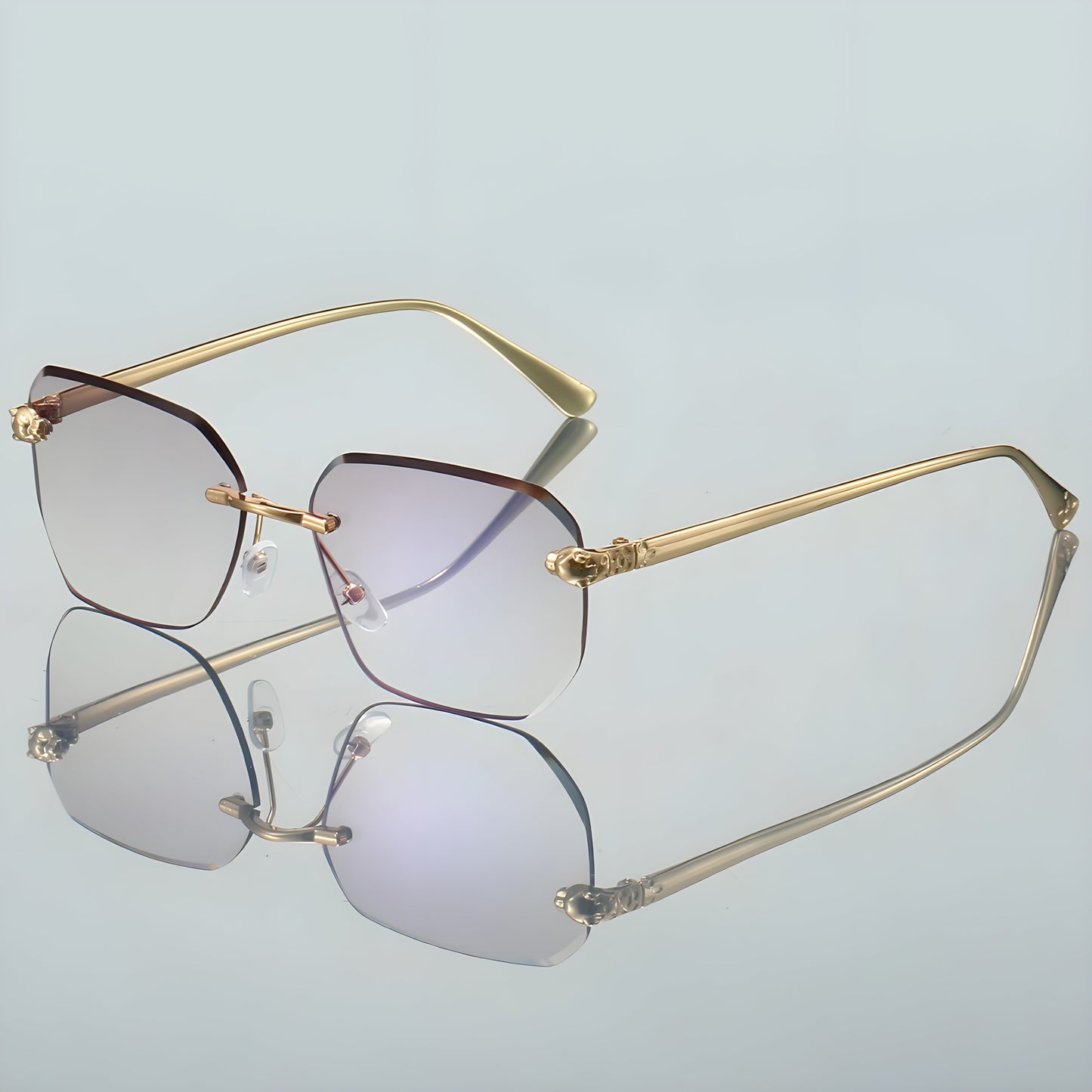 Coast rimless octagon sunglasses light gold temples gradient tinted UV400 anti-reflective lenses