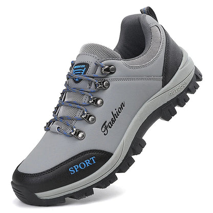 Men's low-top hiking shoes breathable mesh upper reinforced toe rugged traction outdoor trail