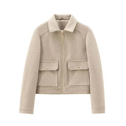 Wavlynn Jasmine women's cozy zip-front pocket jacket structured silhouette casual everyday layer