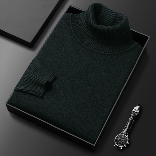 Wavlynn Logan ivory cashmere-cotton blend turtleneck sweater, classic winter knit with plush warmth