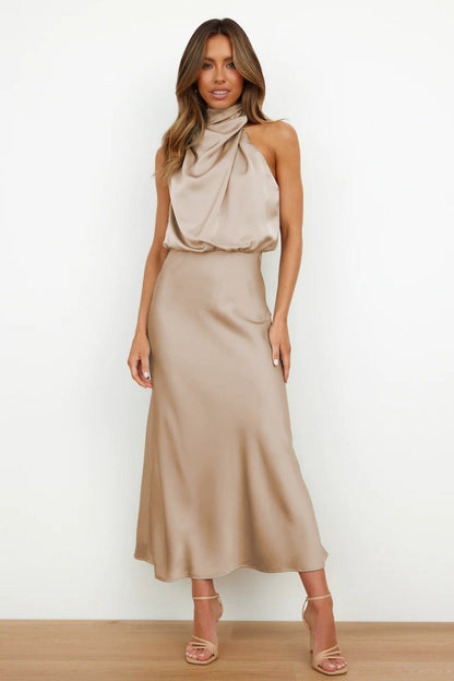 Wavlynn Diane satin maxi dress elegant drape silhouette for weddings and summer events