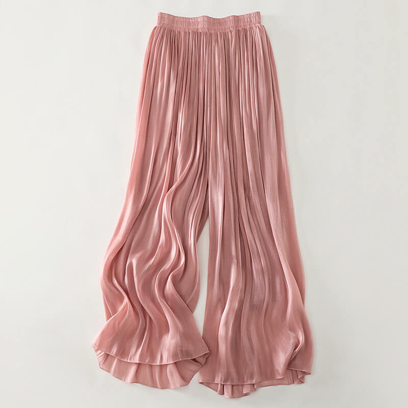 Elise satin wide leg pants fluid silhouette subtle glow refined evening wear effortless summer style