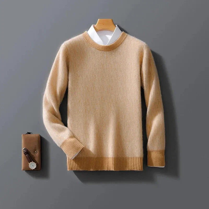Bonnie ivory 100% cashmere sweater with ribbed cuffs, collar and hem for effortless elegant style