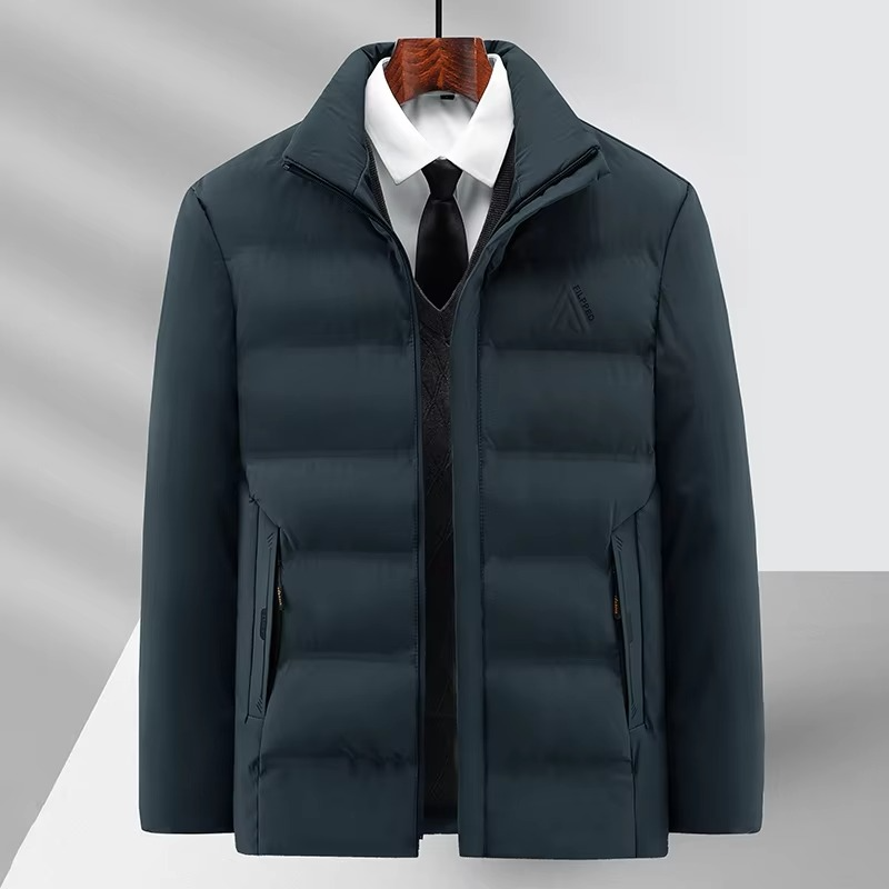 Men's slim-fit luxury fleece coat in premium warmth office style with polished professional silhouette