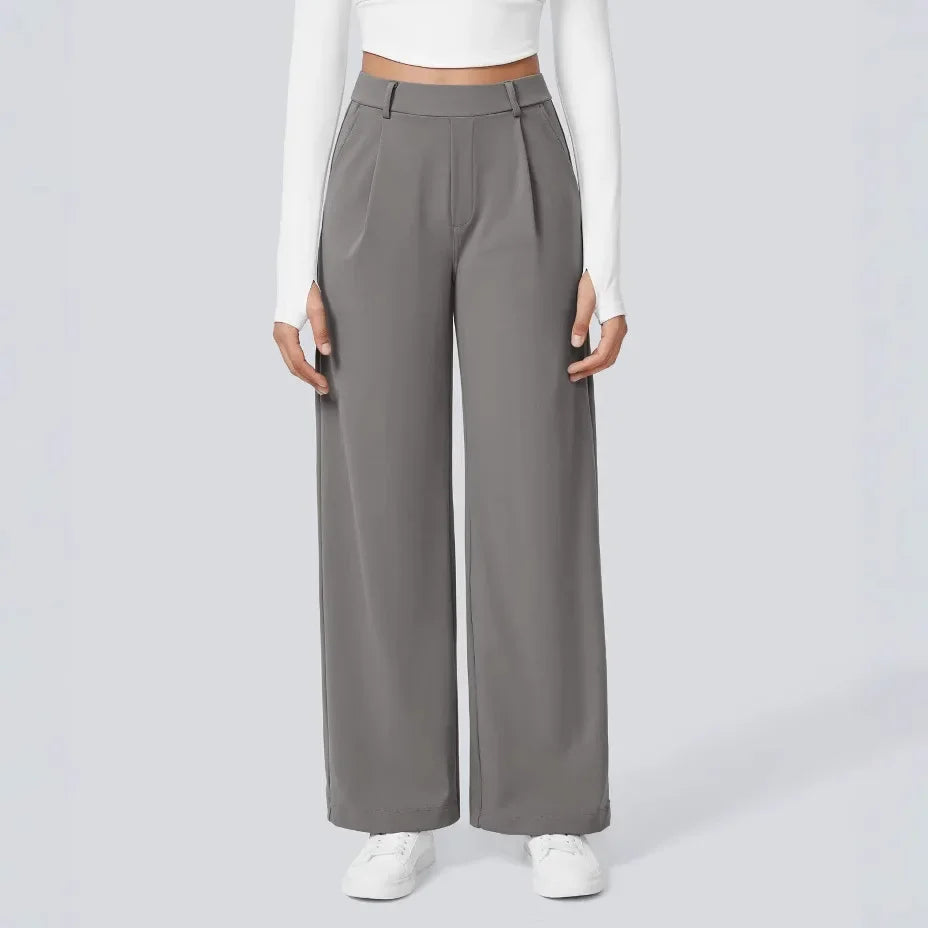 Donna wide-leg high-waist trousers with fluid drape, sculpting silhouette for polished modern style