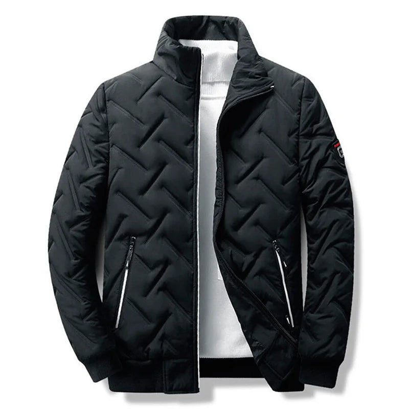 Jason W. quilted jacket lightweight comfortable fit versatile navy blue standout design casual wear