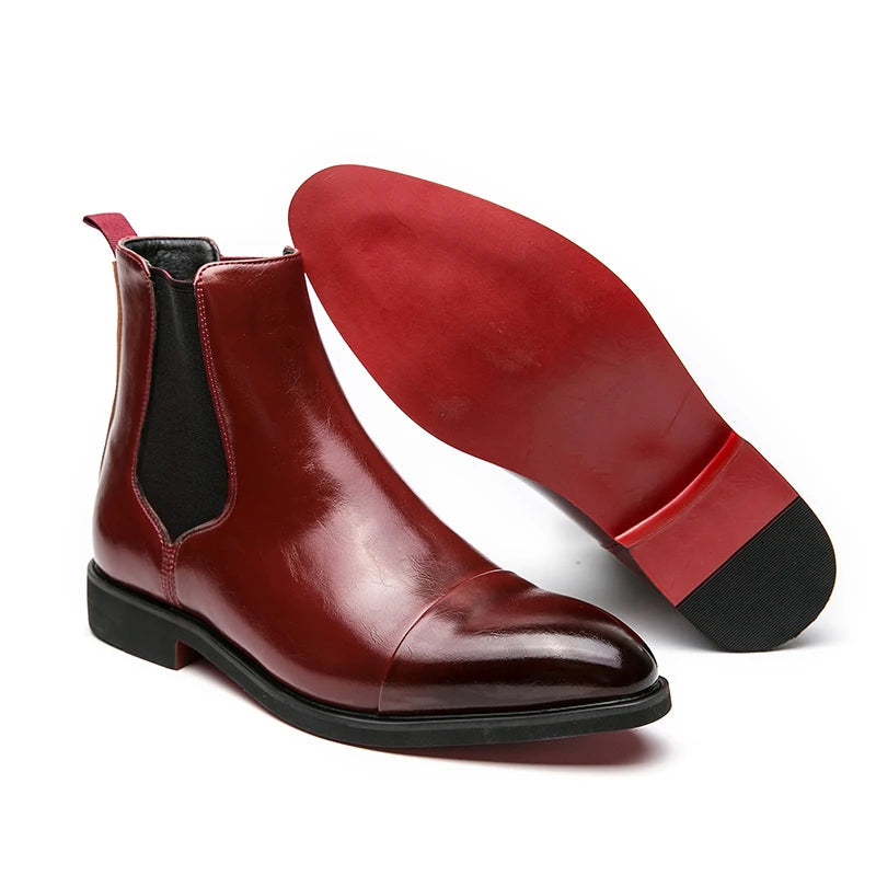 Men's brown suede Chelsea boots with elastic side panels, sleek silhouette for casual semi-formal wear