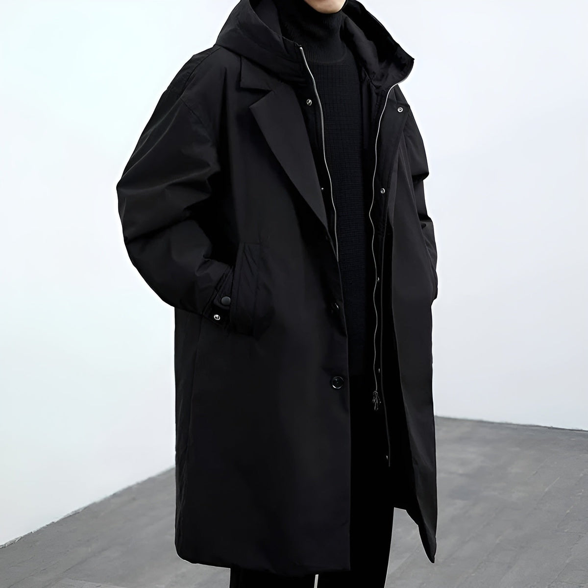 Brighton beige modern trench coat with sharp collar, weather-resistant and street-ready style