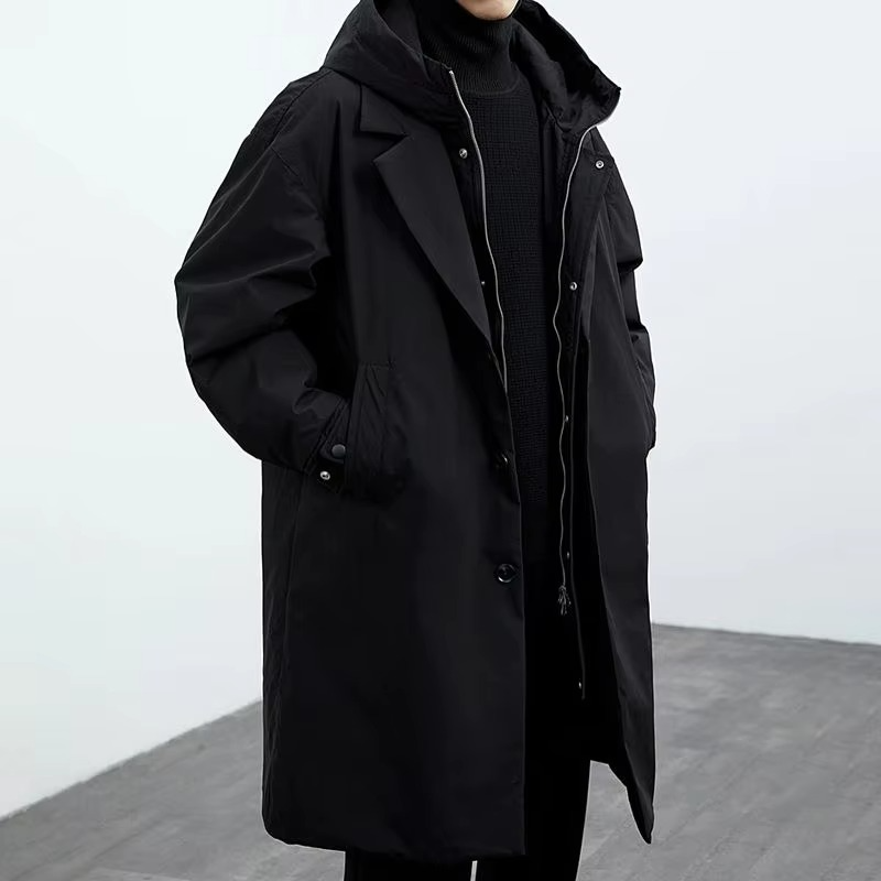 Men's olive green long trench coat casual fit windproof construction premium quality sizes M-5XL