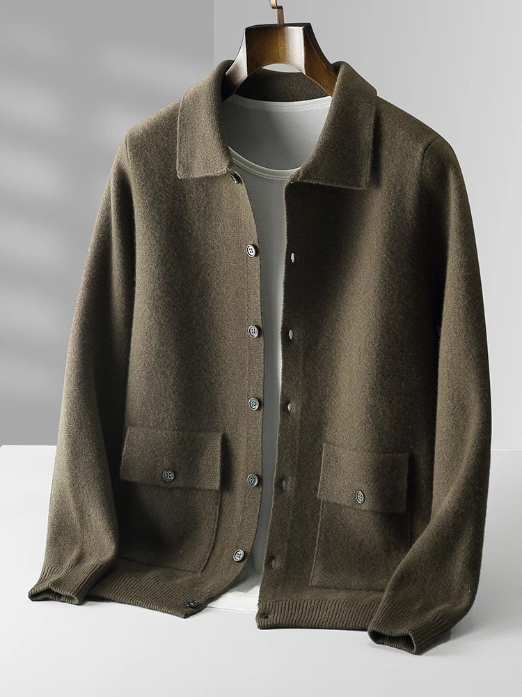 Giorgio Romano relaxed-fit merino wool jacket with modern polo collar in classic sharp style