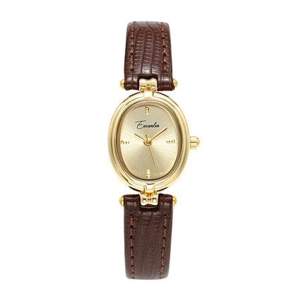 Golden Hour retro quartz watch gold dial vegan leather strap lightweight waterproof timepiece