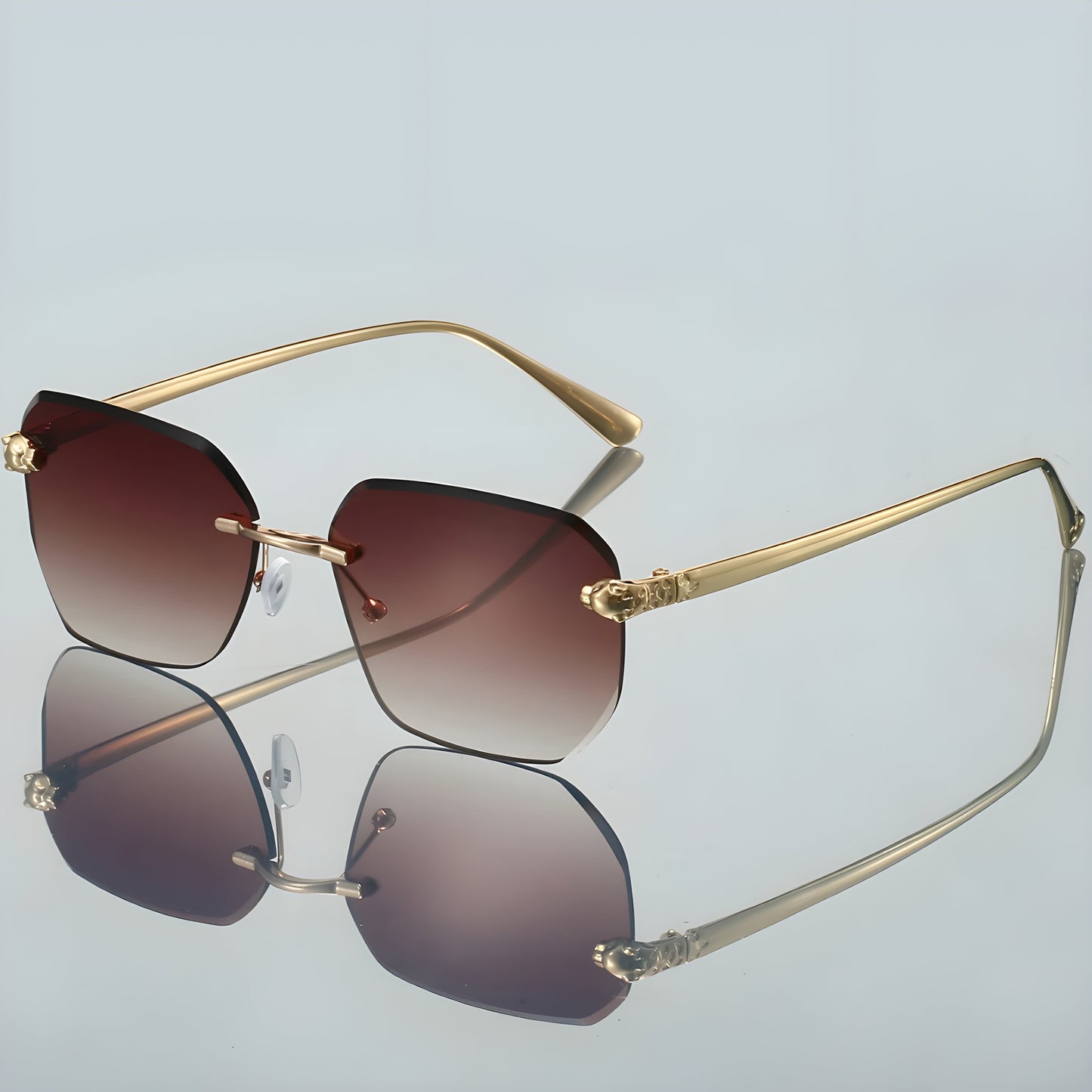 Coast rimless octagon sunglasses light gold temples gradient tinted UV400 anti-reflective lenses