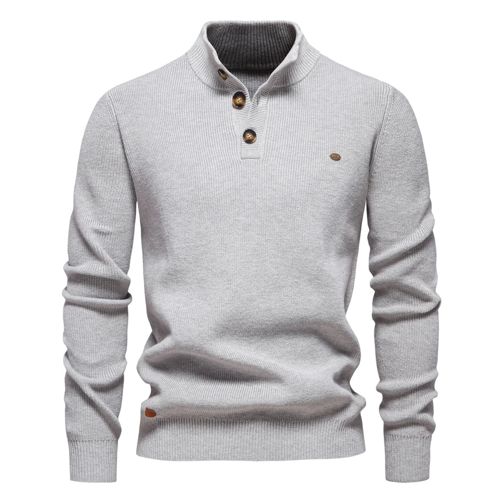 Men's Maplewood buttoned sweater classic elegant style with refined subtle button detail